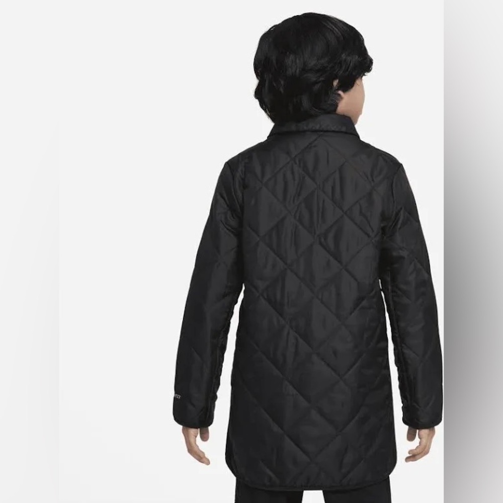 Youth Nike Black Quilted Jacket with White Logo - Picture 10 of 13